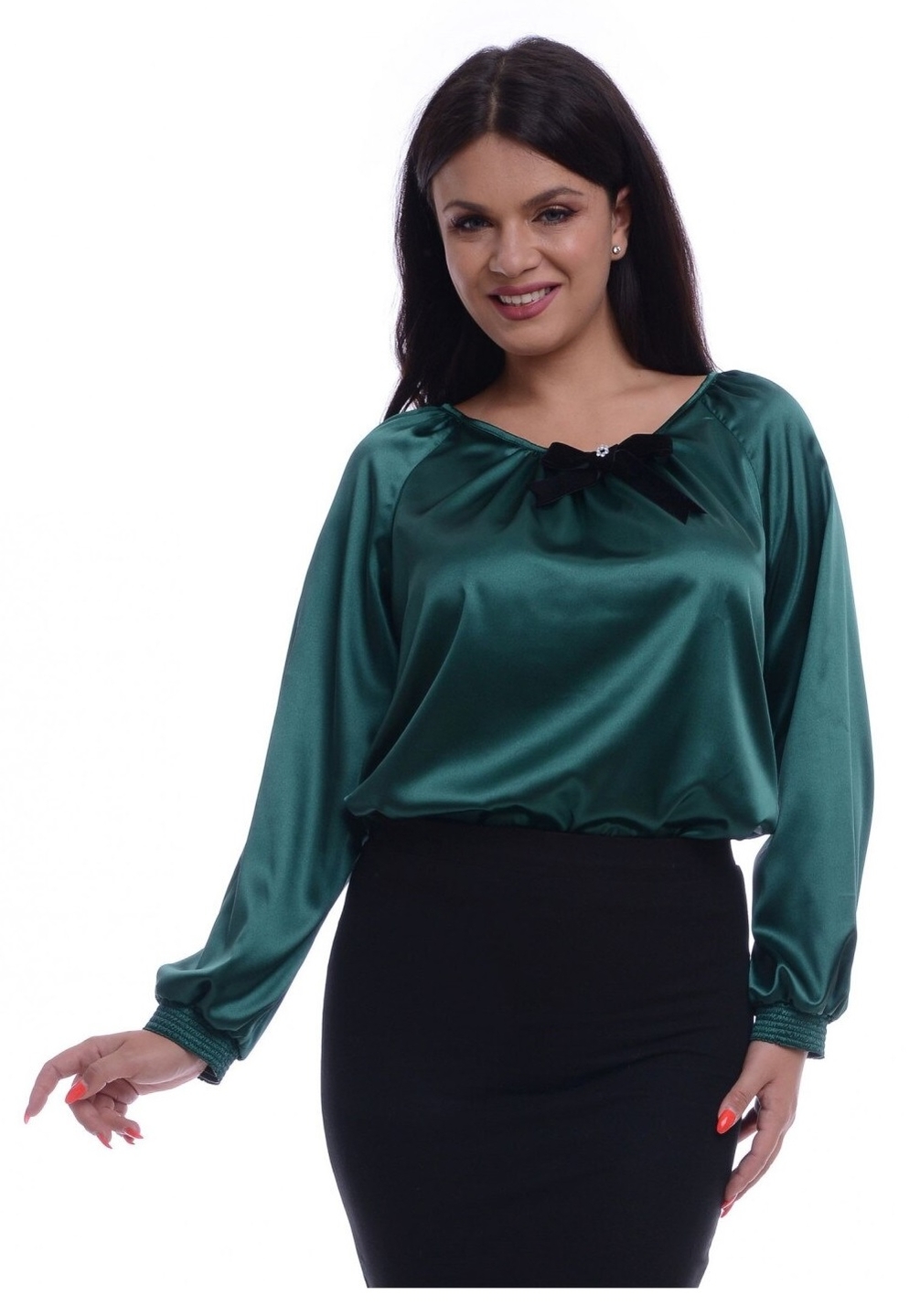 Bluza Dama Verde de Satin cu funda detasabila CATEGORIE Bluze dama